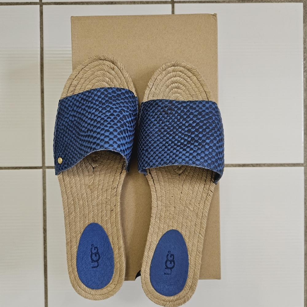NWT UGG Cherry Exotic Women’s Slides Sandals Teal Blue Size US 9